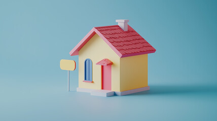 Naklejka premium Simple and colorful house model. Great for property and home visuals.