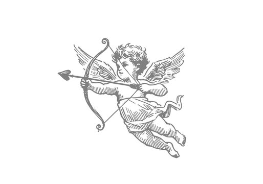 Cupid hand drawn sketch vector