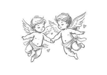 Cupid hand drawn sketch vector