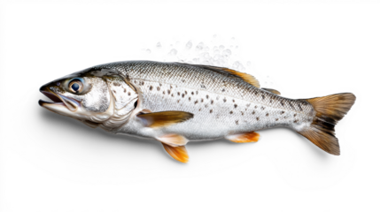 Fresh Fish with Water Droplets on Transparent Background