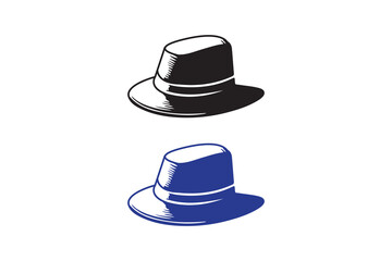Hat art silhouettes with white background vector illustration with color version
