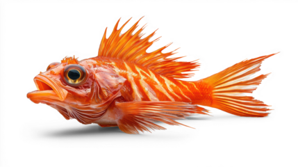 Vibrant Orange Fish Illustration on Transparent Background
