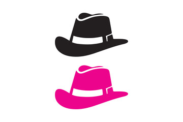 Hat art silhouettes with white background vector illustration with color version
