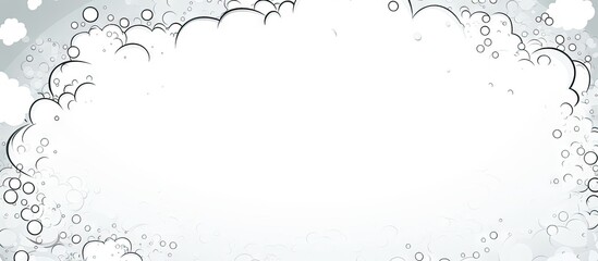 Retro comic bubble speech shapes on textured white paper background; gray outlines with frothy designs, ideal for creative text displays.