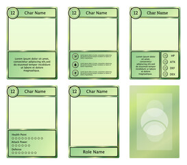complete set of card game templates with classic theme and bright green color for game materials and printed card games