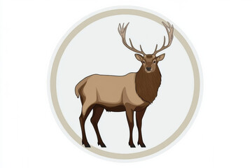 Fototapeta premium Illustration of deer with antlers in circle design