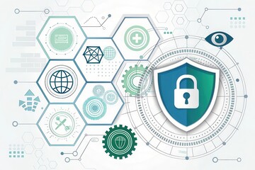 Obraz premium Cybersecurity System Global Network Protection and Data Security