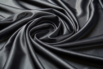 Fototapeta premium Elegant Draped Dark Gray Satin Fabric Texture Luxurious Smooth Surface with Soft, Subtle Sheen and Deep, Rich Color