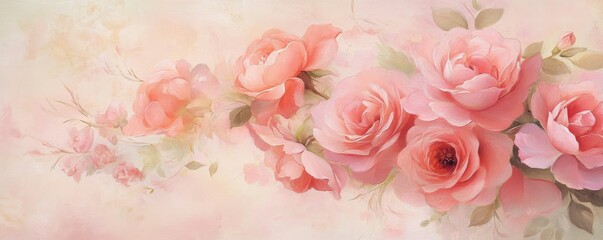 Elegant pink roses arranged on a soft pink background showcasing beauty and grace