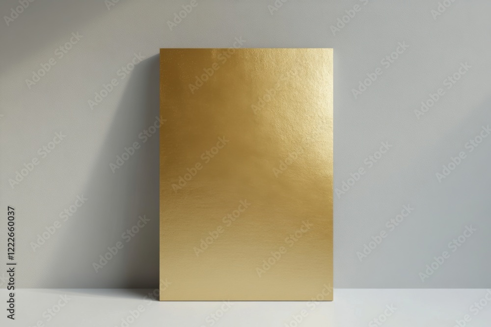 Poster explore the elegance of a blank vertical golden canvas designed for personalized artistry in a minim