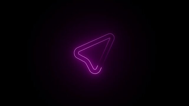 Glowing neon Navigation icon isolated on black background. HD Video motion graphic animation