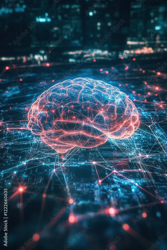 Poster a cinematic ai brain visual connecting to global networks
