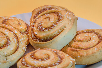 Close up of cinnamon rolls textured