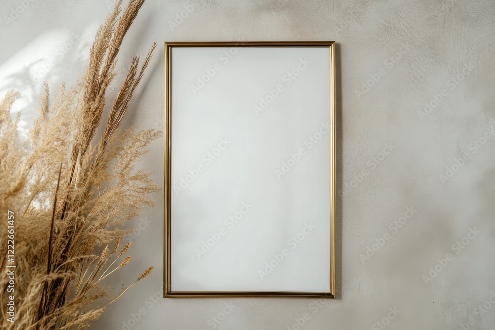 Aufkleber elegant vertical photo frame with blank canvas against soft gray backdrop offering space for creativ