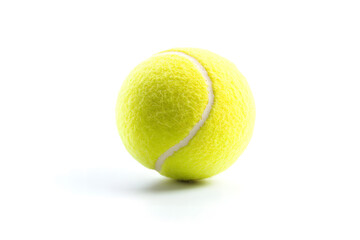 Close-Up of a Bright Yellow Tennis Ball on White Background