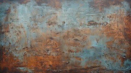Textured Rusted Metal Surface with Weathered Layers and Blue and Brown Patina Ideal for Backgrounds or Artistic Projects
