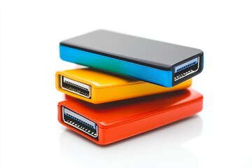 Colorful Stack of Modern Data Storage Devices