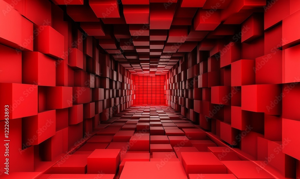 Aufkleber forced perspective red abstract background on canvas texture