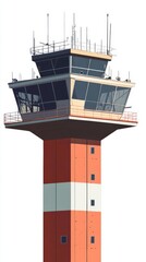 A Striking Illustration of an Airport Control Tower, a Masterpiece of Architectural Design, showcasing a Modern Structure, perfect for Art Lovers