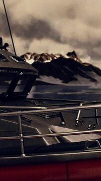 resque boat in cold northern sea