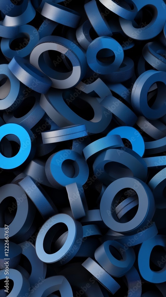 Aufkleber vibrant blue abstract pattern of circular shapes scattered randomly on a dark background