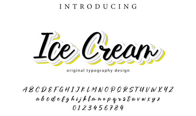 Ice Cream Font Stylish brush painted an uppercase vector letters, alphabet, typeface