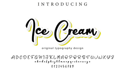 Ice Cream Font Stylish brush painted an uppercase vector letters, alphabet, typeface