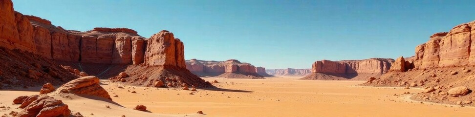 Obraz premium Chalky rock formations rise from the desert floor, arid terrain, rocky outcrops