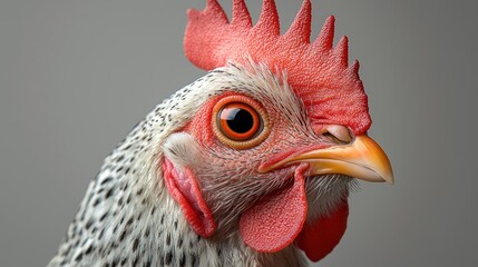 A Close-Up Portrait of a Speckled Hen