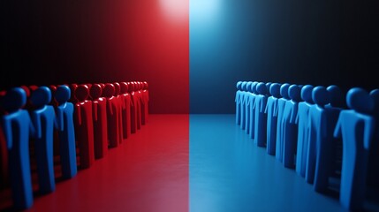 Divided We Stand: A 3D Render of Two Opposing Groups