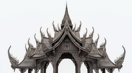 Fototapeta premium Majestic Tiered Roof Ratha with Pointed Spire - Cinematic Ultra-Detailed Thai Architecture