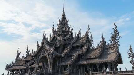 Fototapeta premium Majestic Tiered Roof Ratha with Spire in Cinematic Thai Architecture Image
