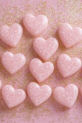 Obraz premium Valentine's Day Glitter Pink Hearts, Generative AI,