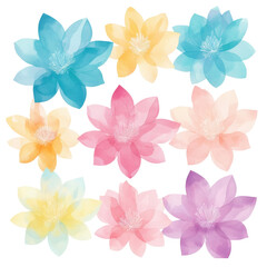 Watercolor Pastel Flowers Beautiful Floral Design for Spring or Summer Background ,isolate transparent  background