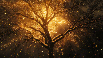 glowing tree with branches forming a dreamlike vision of life paths. (1)