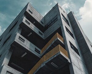 Low angle of an industrial complex with visible rainwater collection systems.