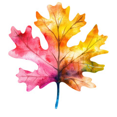 Vibrant Watercolor Autumn Leaf Design Element Perfect for Fall Themed Projects and Designs ,isolate transparent  background