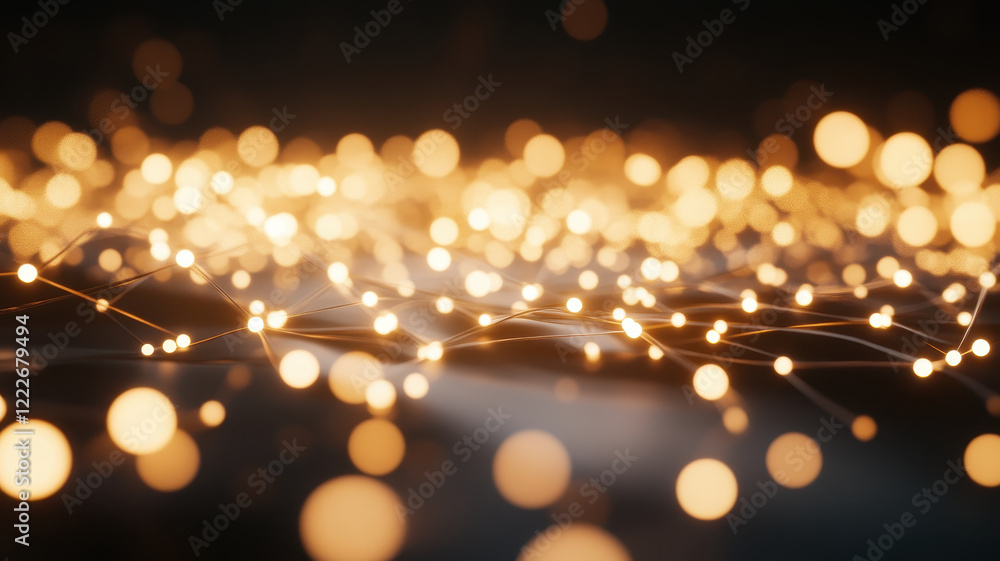 Poster glowing network of interconnected nodes creates mesmerizing visual effect, symbolizing connectivity 