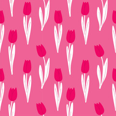 Pink tulips on bright background, romantic spring pattern for love, Valentines Day, Mothers Day, relationship, recognition, wedding.