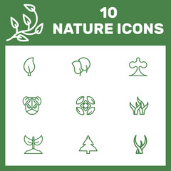 set of nature and environment based line icons, ecology elements, featuring eco friendly