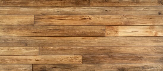 Fototapeta premium Wooden floor panels in warm brown tones showcasing seamless planks arranged horizontally for a cozy interior design aesthetic.