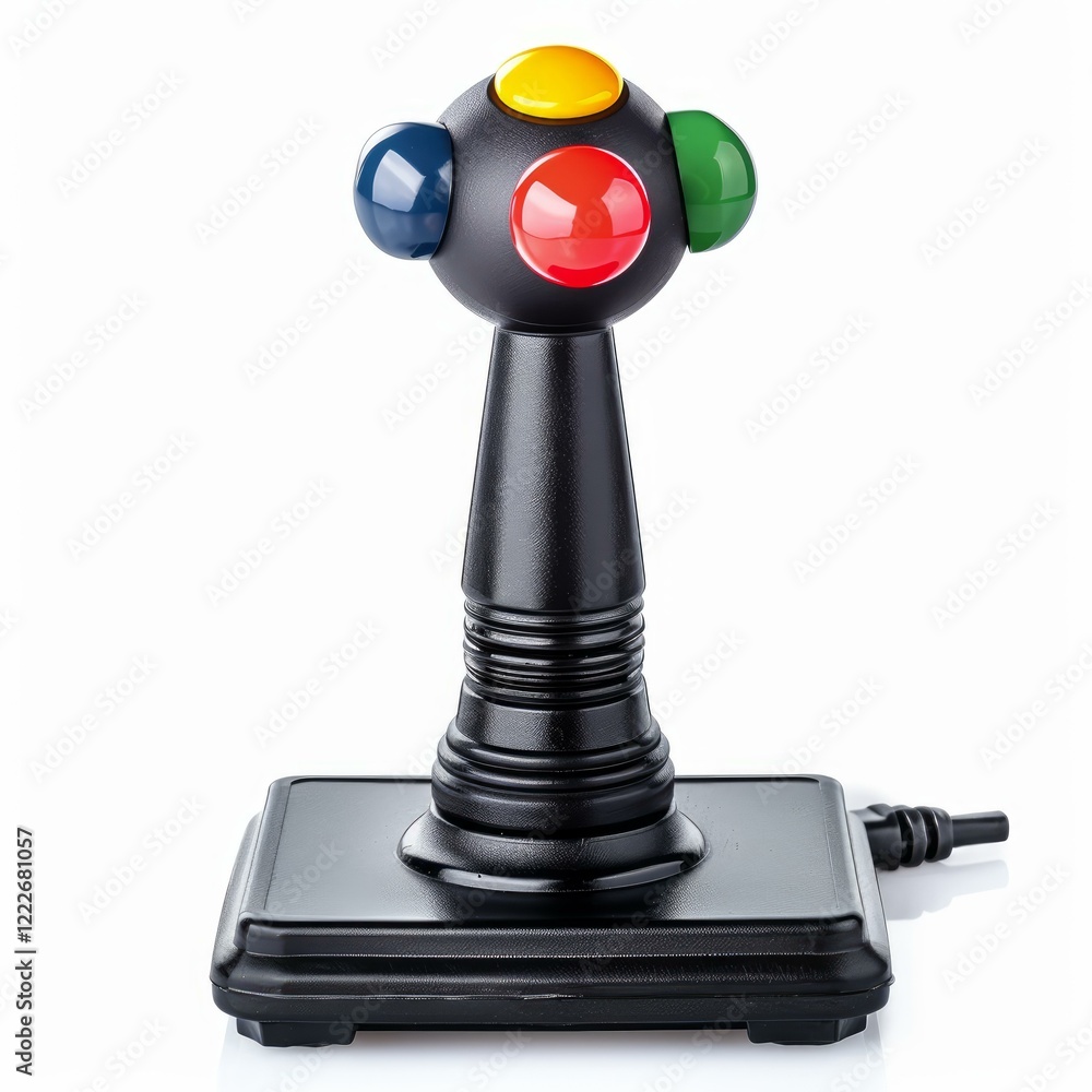 Poster accessible joystick with colorful buttons provides an enhanced gaming experience for users with disa