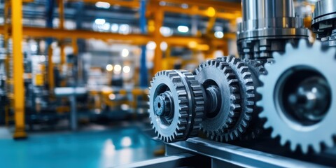 Fototapeta premium A close-up of gears and machinery in an industrial setup