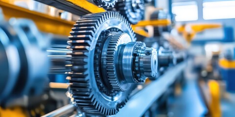 Fototapeta premium A close-up of gears and machinery in an industrial setup