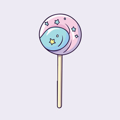 A colorful lollipop on a stick in a cartoon style vector illustration 
