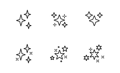 Set of Sparkling and Twinkling icon, Bright Symbol for app web logo banner poster, Editable Stroke