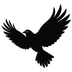 Fototapeta premium Black Silhouette of a Bird in Flight, Vector Graphic, Wingspan, Avian, Soaring, Free, Nature, Wildlife, Design Element, Clipart