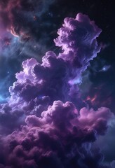 Fototapeta premium Glowing nebula-like clouds drifting across a dark blue-purple background , cosmic, serene, blue