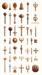 Collection of Exquisite Religious Artifacts: A Detailed Visual Guide to Medieval Symbols and Weapons
