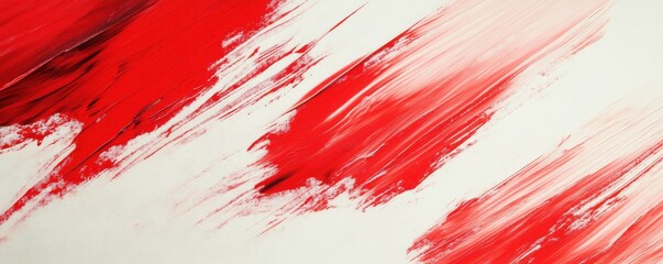 Dynamic red brush strokes on white background capturing artistic energy and movement